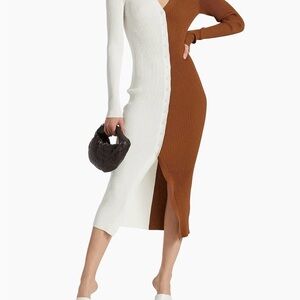 STAUD Women's Ribbed Cardigan - Cream and Tan